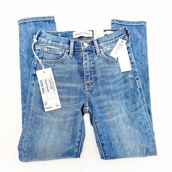 Denim Forum The Nico Mid Rise Skinny Dark Bleu N Stormy Size 23 x 26 L NWT - Picture 4 of 9